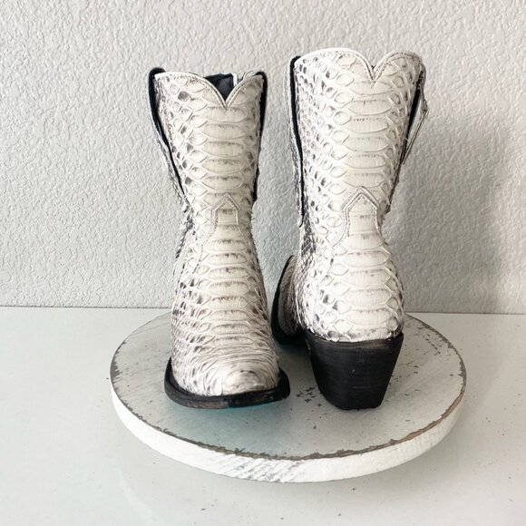 Lane VICKSON Womens Cowboy Bootie 7 SnakeSkin Black Western Cowgirl Short Boots - Picture 1 of 11